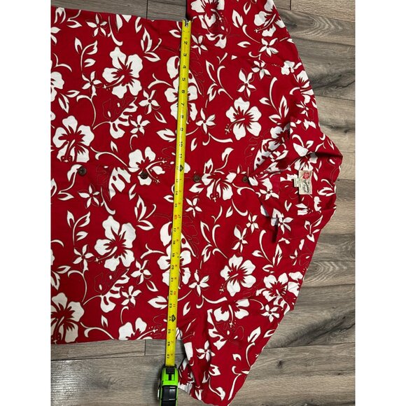 Vintage Red Hawaiian Shirt 2XL By Hilo Hattie With White Floral Print & Button F - Picture 4 of 9